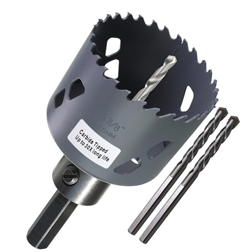 3-3/8” 86mm Inch Carbide Hole Saw Cutter Multi-Purpose Hole Saw Bit for Hardy Plank MDF Air Brick Nail Embedded Wood 2.36” Depth Up to 30X More Cuts - color: 3-3/8"