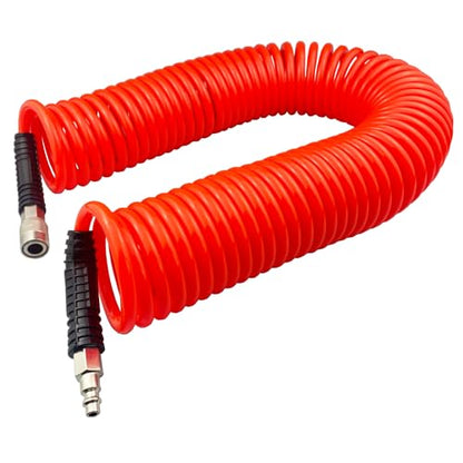 Darnassus PU Recoil Air Hose Compressor Tube with 1/4" Swivel Fittings - color: Red, size: 50 FT
