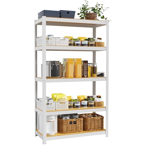 5 Tier White Closet Storage Shelves 36" W x 16" D x 72" H - size: 36" W x 16" D x 72" H