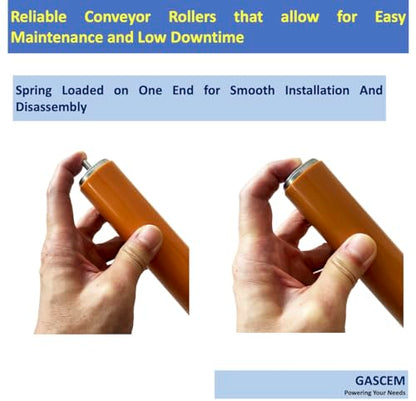 Polyurethane Coated Long Roller With Bracket Set | 16" Length, 1.5" Diameter Conveyor | Galvanized Steel | Versatile Support for Stands, Woodworking, and Conveyors | Pack of 2