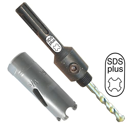 3/4" Hole Saw for Brick and Concrete Inc SDS Hole Saw Arbor and Pilot Drill TCT Drills Into Masonry Go Through Hard Materials Use Hammer Setting and Regular for Fiberglass Plaster Marble and Slate - size: 19mm (3/4in), style: Brick HoleSaw+SDS Arbor