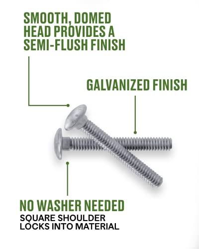 Hillman Hot-Dipped Galvanized Carbon Steel Carriage Bolts 1/2-13 x 3-Inch - size: 50-Pack, style: 1/2 x 3"