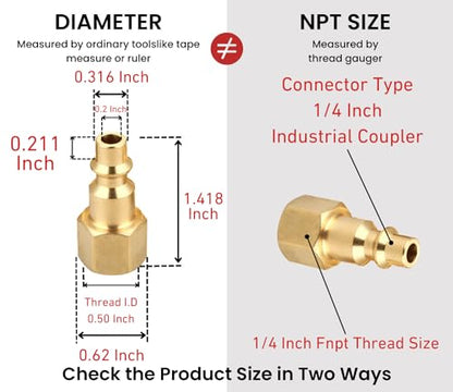 Coupler and Plug Kit, 1/4 Inch NPT, Industrial Type D - size: 7 Piece with sealant