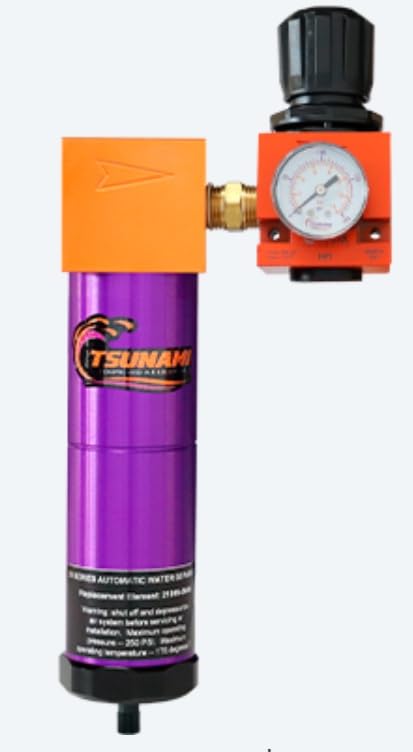 20 CFM, Tsunami 1/4" NPT Industrial Combination Water Separator Particulate Filter & Air Pressure Regulator - size: 20 CFM, 1/4 in, style: Filter + Regulator