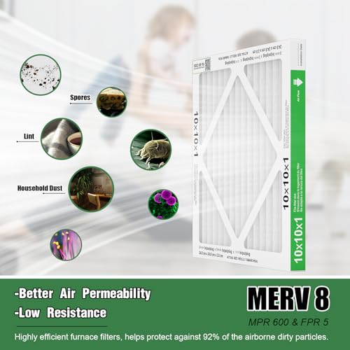 TRIGHTFILTERS 10x10x1 Air Filter 6 Pack, MERV 8 Filter Replacement - size: 10x10x1-6pack