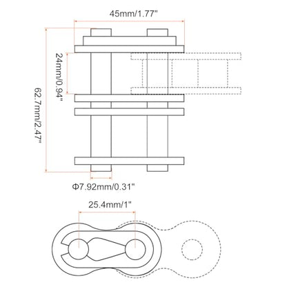 uxcell 8Pcs #80-2/16A-2 Double Roller Chain Connecting Links 25.4mm Pitch Carbon Steel Master Connector Link, Chain Master Links for 16A-2/#80-2 Chain - size: 25.4mm