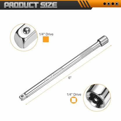 HARFINGTON 1pcs Socket Extension Bar 1/4" Drive 6" Long Extension Bars - size: 1/4" x 6"