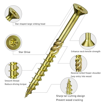 Wensilon 5/16 * 6" Yellow Deck Screws 27pcs 2lbs 8x150mm Lag Screws - color: Yellow, size: 5/16*6"