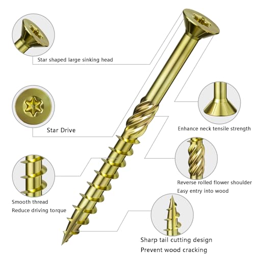 Wensilon 5/16 * 10" Yellow Deck Screws 16pcs 2lbs 8x250mm Lag Screws - color: Yellow, size: 5/16*10"