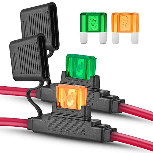 Nilight 2PCS Inline Maxi Fuses Holder 10 AWG 4PCS 30A 40A Maxi APX Fuse - size: 2Pcs 10AWG Maxi Fuse Holder