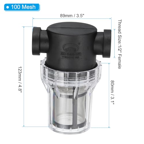 PATIKIL 1/2" Female in-Line Strainer Water Pump Filter with 100 Mesh