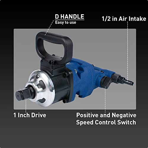 1 Inch Air Impact Wrench, High Torque Pneumatic Impact Wrench with D Handle, Torque Output Up to 2100 ft lb