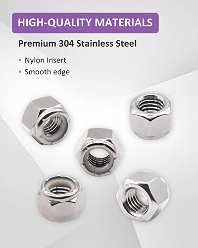 6# 32 Lock Nuts - Nylon Insert Hex LockNuts,304 Stainless Steel,Plain Finish (150 Pack) - size: 6#32(150 pack), style: SAE