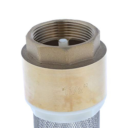 Baosity Brass Foot Valve Mesh Check Valve with Strainer Filter DN40 1-1/2 Inch, Installed at a Pump or at The Bottom of a Pipe line
