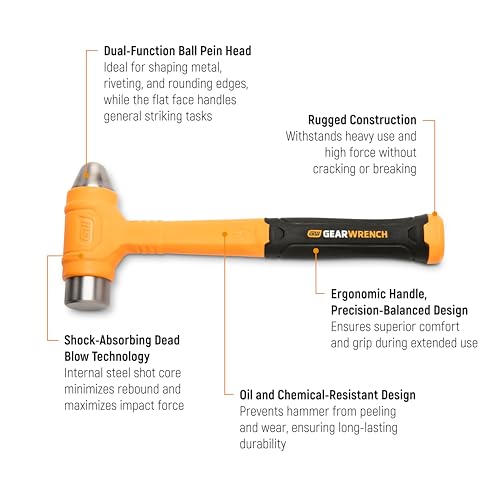 GEARWRENCH 32 oz. Dead Blow Ball Pein Hammer | GWHDBBP32 - style: 32 oz.