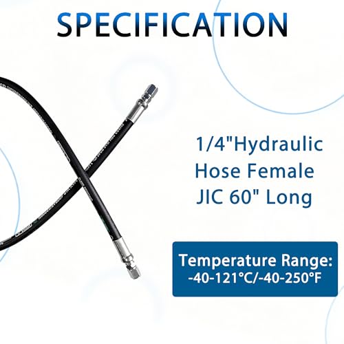 Heroson 26711-04-04RW Hydraulic Hose Swivel Assembly 1/4 ” Hydraulic Hose with Female JlC X Female JlC 60" Long 5800 psi, Black - size: 04-60 in