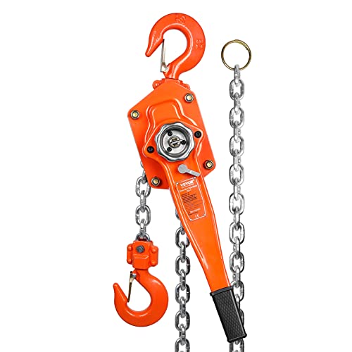VEVOR Manual Lever Chain Hoist, 3 Ton 6600 lbs Capacity 20 FT Come Along, G80 Galvanized Carbon Steel with Weston Double-Pawl Brake, Auto Chain Leading & 360° Rotation Hook, for Garage Factory Dock - size: 3 Ton 20FT