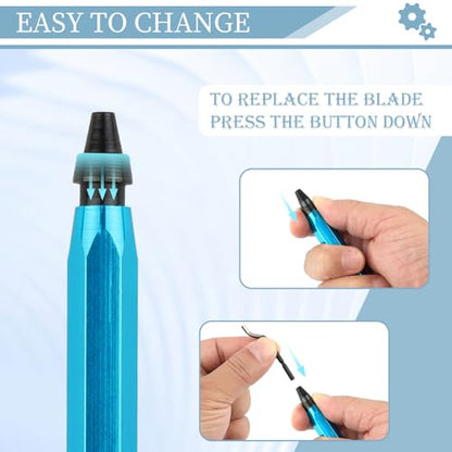 Deburring Tool with 12 HSS Blades for Metal Resin PVC 3D Print - color: Blue