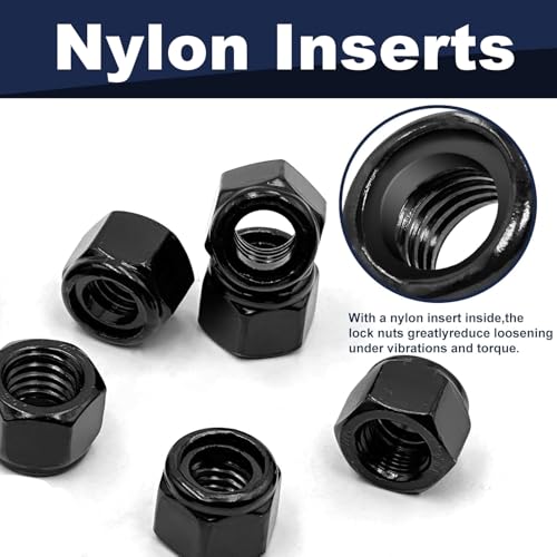ZQZ 5/16-18 Nylon Lock Nuts,50Pcs Stainless Steel Nylon Insert Locknut Black - color: Black, size: SAE 5/16-18; 50pcs