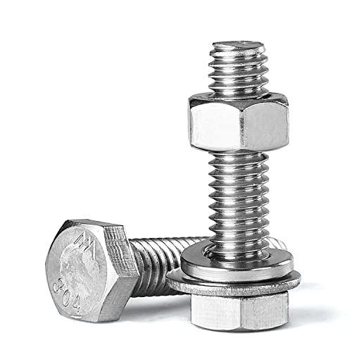 5/16-18 x 3-1/2" Hex Head Bolts Screws, Nuts, Flat and Lock Washers Assortment Kit, 304 Stainless Steel(18-8), Machine Fully Thread, Bright Finish 6Sets - size: 5/16-18 x 3-1/2" (6Sets)