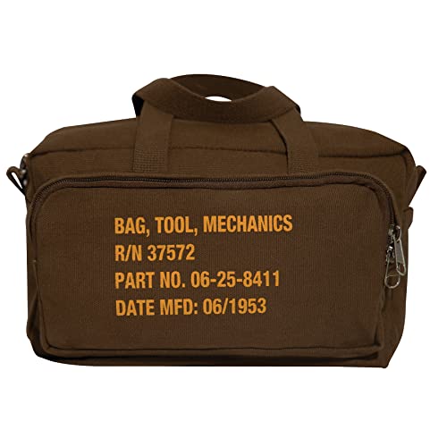 Rothco Mechanics Tool Bag, Heavy‑Duty Canvas Tool Organizer with Zipper Pockets, Compact Portable Tool Storage (Earth Brown) - color: Earth Brown