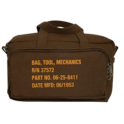 Rothco Mechanics Tool Bag, Heavy‑Duty Canvas Tool Organizer with Zipper Pockets, Compact Portable Tool Storage (Earth Brown) - color: Earth Brown