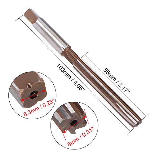 uxcell Hand Reamer 8mm Alloy Tool Steel H8 6 Straight Flutes Hand Milling Cutter Tool Metric Reaming Drill Bit for Metal - size: 8mm