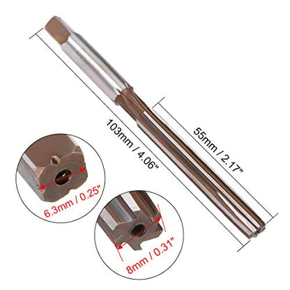 uxcell Hand Reamer 8mm Alloy Tool Steel H8 6 Straight Flutes Hand Milling Cutter Tool Metric Reaming Drill Bit for Metal - size: 8mm