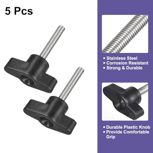 uxcell 5Pcs Clamping Screw Knob, M5 x 30mm Metric 304 Stainless Steel T Shaped Thumb Screws Handle for Quick Remove Hand Tightening Knob Replacement - size: M5 x 30mm