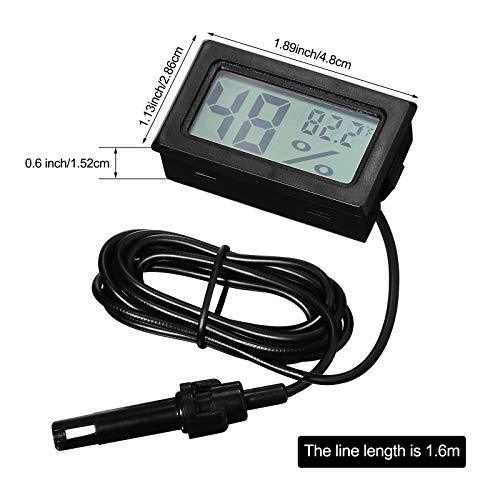 Weewooday 3 Pcs Digital Humidity Meter with Probe LCD Thermometer,Black - size: Black