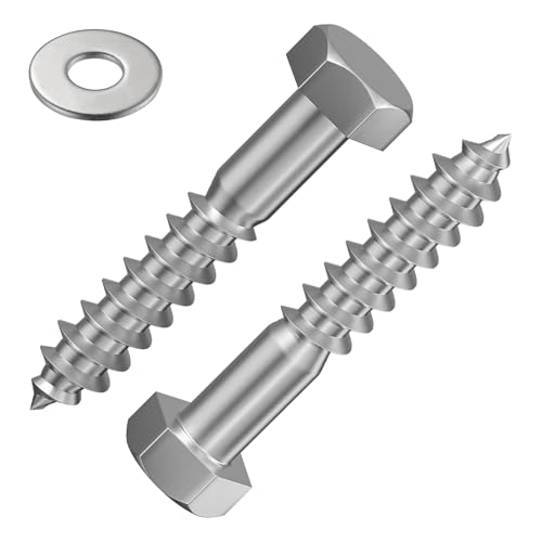 Wensilon Lag Screws Wood Screws,(70PCS, 1/4" x1-1/4, Silver) Hex Head Lag Bolts,(6x30) Heavy Duty Lag Screws,304 Stainless Steel Bolts 18-8 - color: Silver, size: 1/4"x1-1/4"
