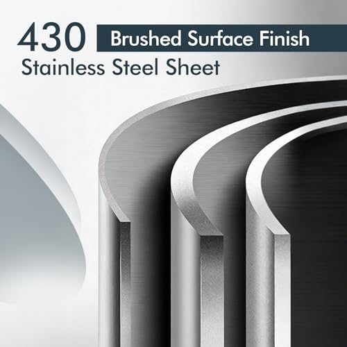 430 Stainless Steel Sheet Metal,Cold Rolled Process,48 x 96 Inches Brushed Finish 24GA Stainless Steel Shim Plate for Food TruckCraftingWallsKitchenRestaurantFloorTrailerGarageGym