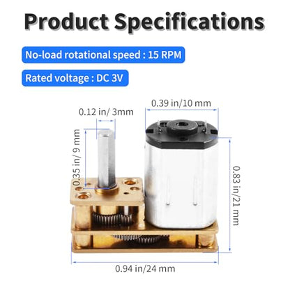 Speed Reduction Motor, DC 3V 15RPM, 9mm Shaft, Reverse - size: 12GA reverse 3V 15RPM