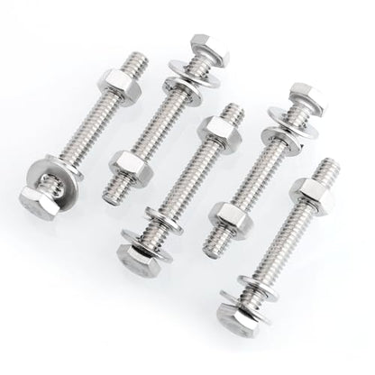 Mywish (20 Sets) 1/4-20x2 Hex Head Assorted Screws Nuts and Bolts with Flat & Lock Washers, 304 Stainless Steel 18-8, Fully Threaded, 1/4 Bolt Metric Bolt Assortment - size: 1/4-20 x 2 (20 set)