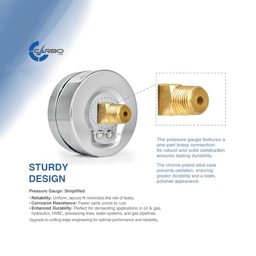 2-1/2" Pressure Gauge, Chrome Plated Steel Case, Dry, 0-2000 psi/kPa, Back Mount 1/4" NPT - style: 0-2000 psi