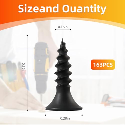 Black Wood Screws 163PCS #6x3/4 Flat Head Self-Tapping - color: Black 163 pcs