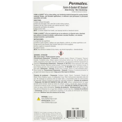Permatex 80015 Form-A-Gasket #2 Sealant, 1.5 oz. - size: 1.5 Fl Oz. (Pack of 1), style: Form-A-Gasket #2