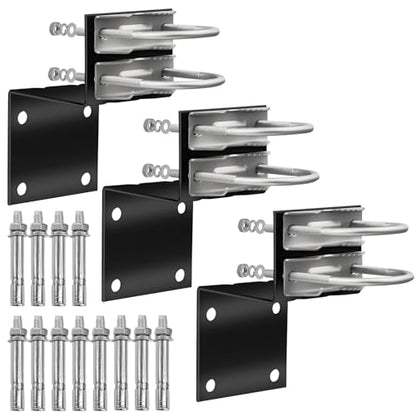 MOOKEERF Antenna Pole Mount Bracket Kits - 3 Set Black-Coated Antenna Pole Mast Mount Bracket with Double U-Bracket Assembly + 12 Screws for Outside Home Antenna Pole Holder - size: 3 Set Black