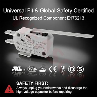 6 Pack Long Straight Lever Micro Switch, 16A 125/250V SPDT - size: V-153-1C25