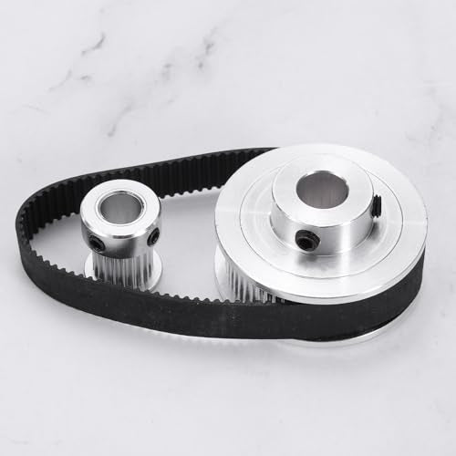 uxcell 2 Set GT-2 Synchronous Wheel 20&60 Teeth 8&10mm Bore, Aluminum Alloy Timing Pulley Wheel with 2Pcs Length 200mm, Width 10mm Belt for 3D Printer, CNC Machine (20-60T-8&10B-10)