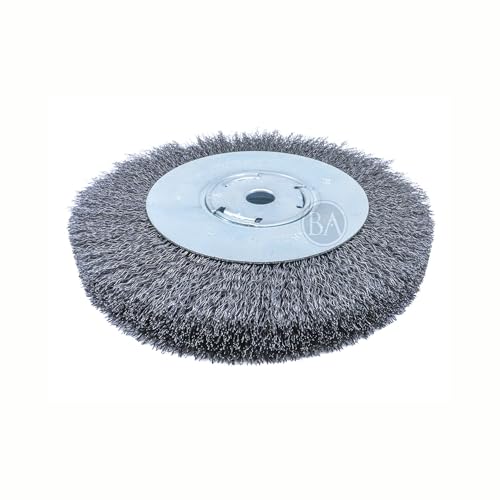 Benchmark Abrasives 8" x 1" x 5/8" Crimped Wire Wheel Brush for Bench Grinder, Rust Removal, Weld Cleaning, Deburring Grinding Wheels - Carbon Steel - style: 8" - Carbon Steel