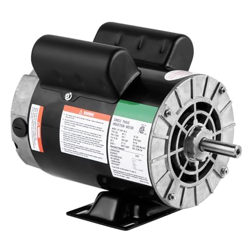 2HP Heavy Duty SPL Air Compressor Motor 230V 15.0A 3450RPM, 56 Frame Electric Motor with 5/8" Keyed Shaft, 1.88" Shaft Length, Dual CW/CCW Rotation for Industrial/WorkshopAir Compressors - size: 2HP