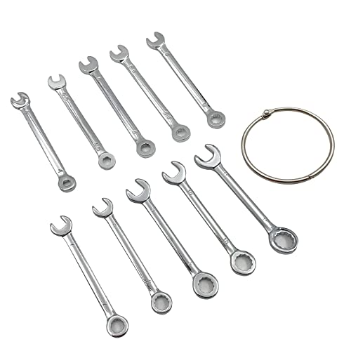 Mini Wrench Set Open End Wrench Combination Wrench Sets With Chain Ring Metric Type Wrenches (10pcs) - size: Blue is Metric Type