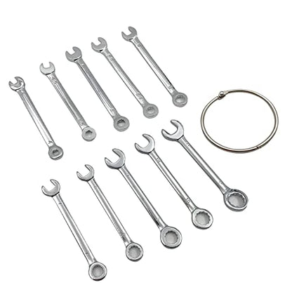 20pcs Mini Wrench Set Open End Wrench Ignition Wrench Sets With Chain Ring British/Metric Type Wrenches (Metric + British) - size: Metric + British