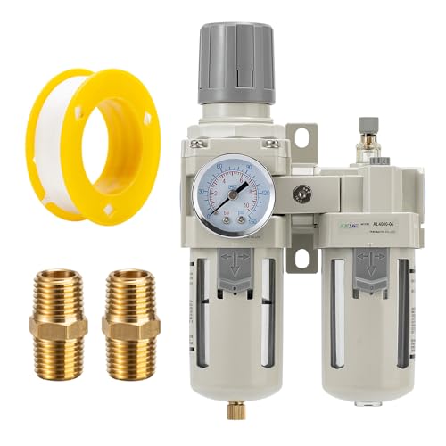 3/4" NPT Air Compressor Filter Regulator Lubricator (FRL) Unit,air Pressure Regulator with Pressure Gauge (0-150 PSI),Quick Release Bowl,Bracket - size: 3/4NPT, style: Semi-Auto Drain