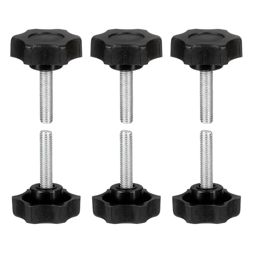 HARFINGTON 6Pcs Star Knob Handle M6 x 25mm Male Thread Metric Carbon Steel - size: M6 x 25mm