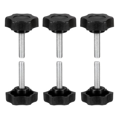 HARFINGTON 6Pcs Star Knob Handle M6 x 25mm Male Thread Metric Carbon Steel - size: M6 x 25mm