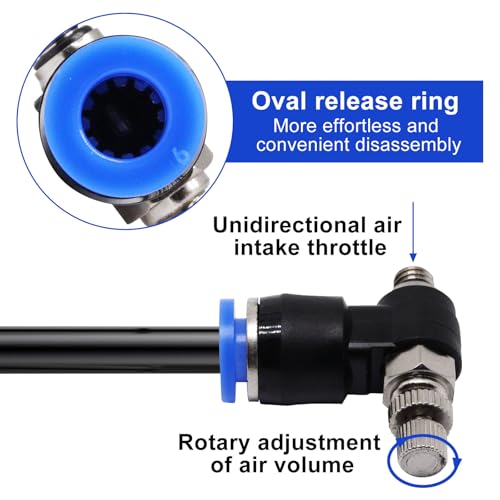 Quick Connect Air Hose Fittings 5Pcs 6mm Tube to M5 Male Thread Push in to Connect Fittings Pneumatic Flow Speed Control, Air Flow Control Valve - size: 6mmxM5