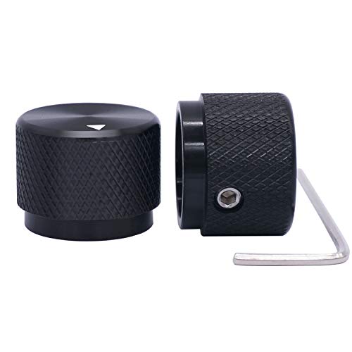 Taiss 2pcs Black Aluminum Rotary Electronic Control Potentiometer Knob For 6 mm Diameter Shaft, Volume Control, Audio, Guitar, Switch, 20mm x 15.5mm - color: BK-Aluminum-20mmx15.5mm