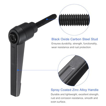 uxcell 4pcs Clamping Lever Handles, M5 x 25mm Black Oxide Carbon Steel Threaded Male Stud, Adjustable Handles Locking Quick Release Ratchet Push Button Bolt Knobs, Black - size: M5 x 25mm